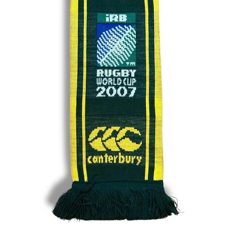 Retro Sprongoboks South Africa Rugby Scarf 2007 Rugby World Cup Green Knit